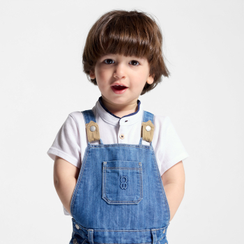 وزرة الدنيم الزرقاء القصيرة للأطفال الرضع